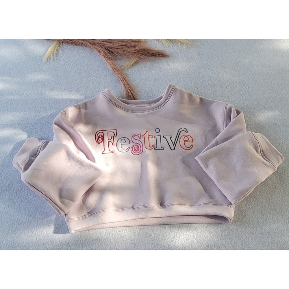 Inspire Culture Festive Holiday Sweatshirt Purple Women's Size L